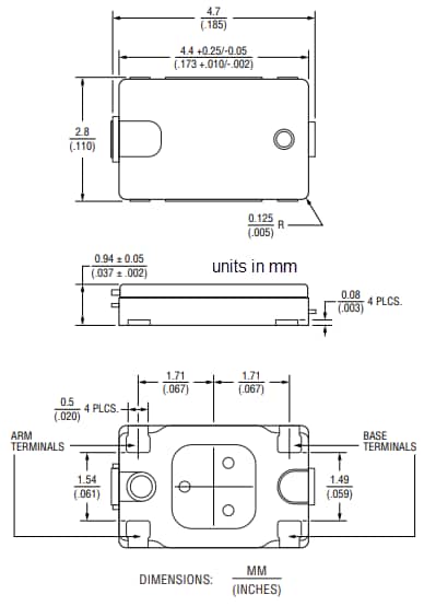 机械图纸 - Bourns SW70AAB小型断路器热熔断路器器件